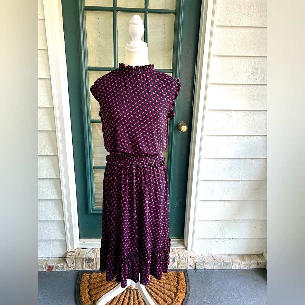 Michael Michael Kors black dress with pink geometric dots size small